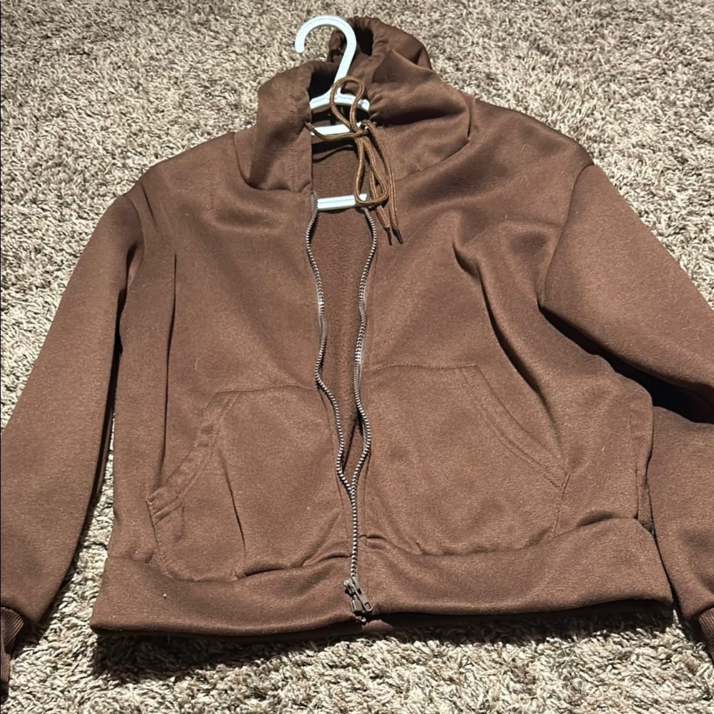 Brown Zip-Up Hoodie